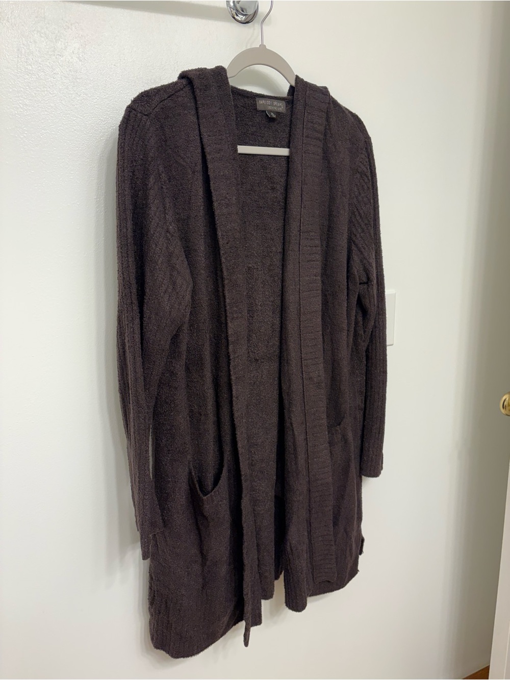 Barefoot Dreams Brown Hooded Open-Front Women's Cardigan